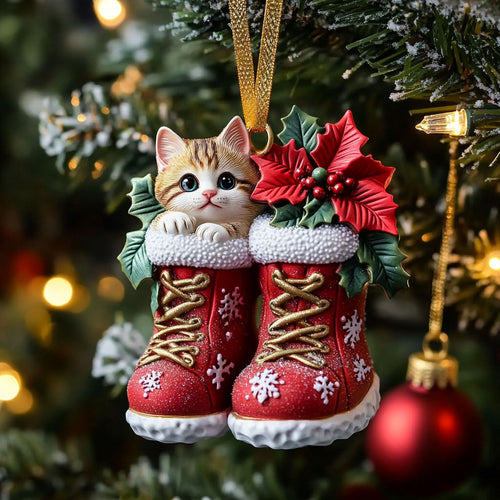 Holly Cat Christmas WN0811050CL Christmas Ornament
