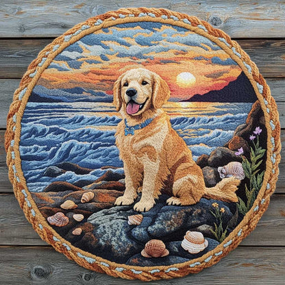 Golden Retriever Waves WN2404047CL Quilted Round Mat