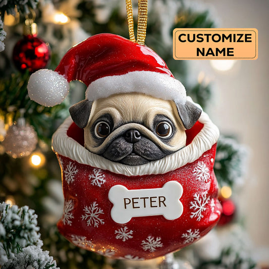 Pug Holiday Dream CW0412037CL Personalized Christmas Ornament