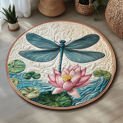 Dragonfly Above Lotus QA2111006CL Quilted Round Mat