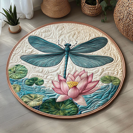 Dragonfly Above Lotus QA2111006CL Quilted Round Mat