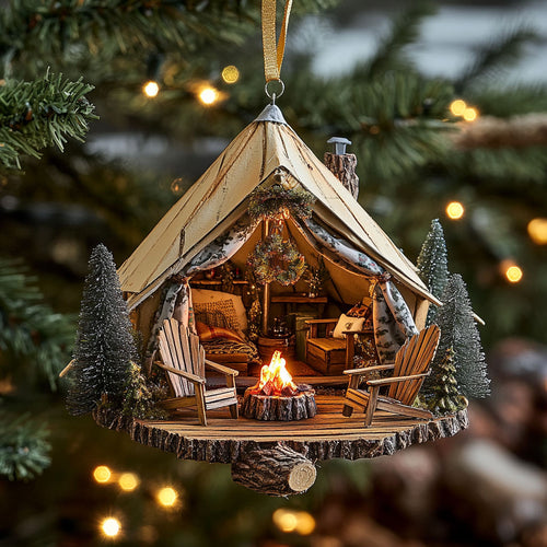 Glamping Tent Sunset WN2911045CL Christmas Ornament