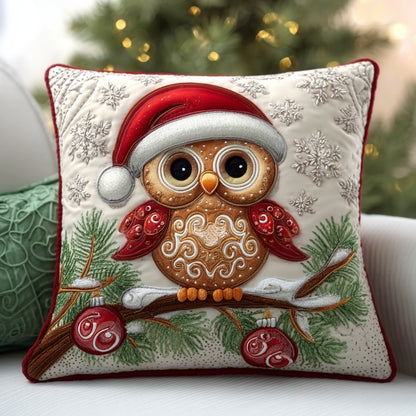 Snowy Gingerbread Owl XR0111006CL Quilt Pillow Case