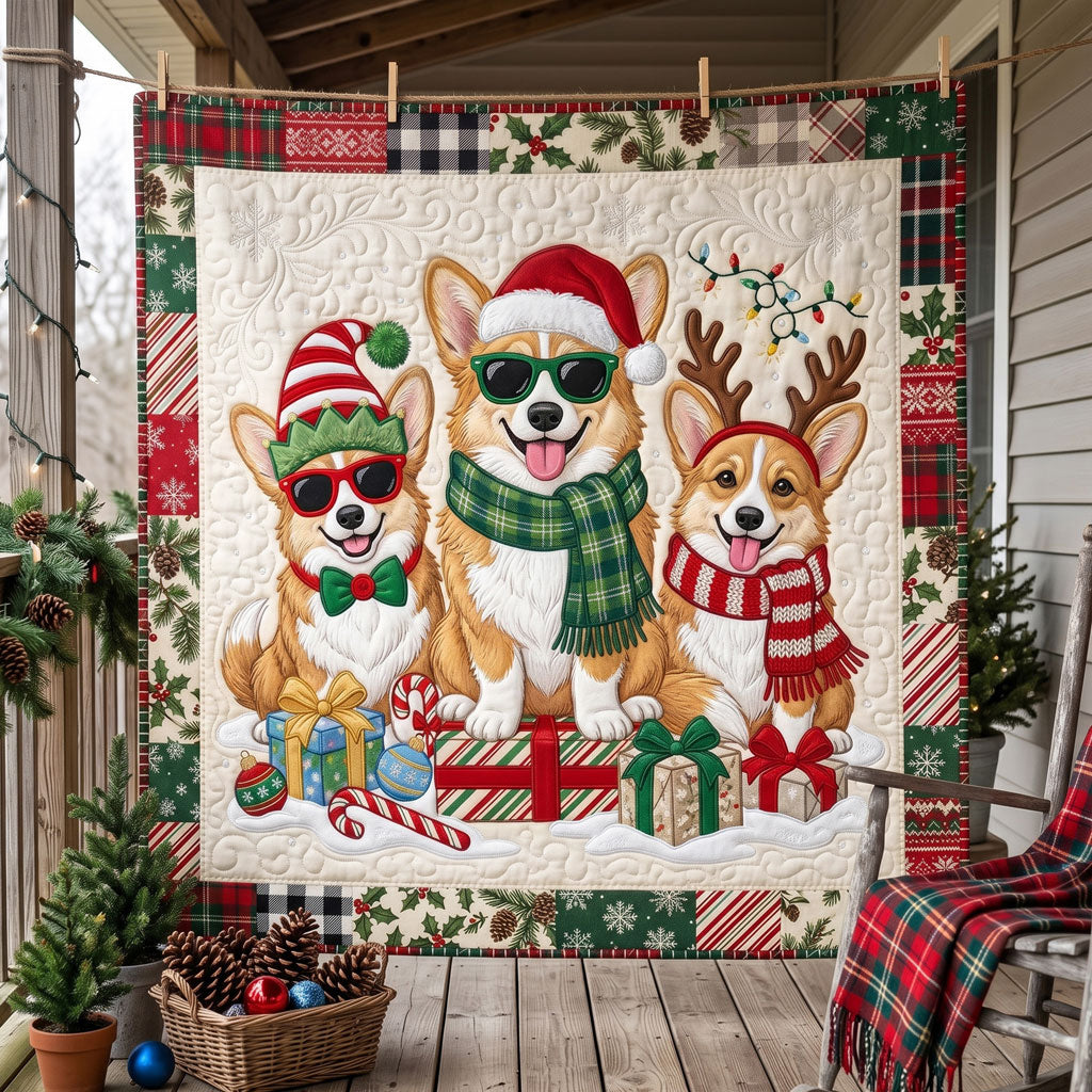 Cool Corgi Christmas Crew WN2706006CL Quilt