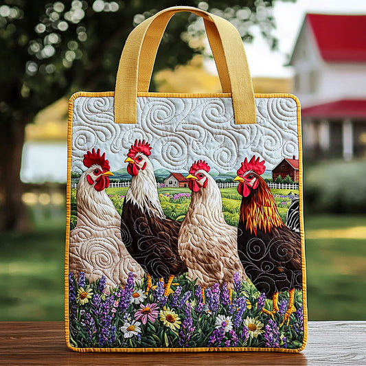 Chicken On The Field QA2911034CL Quilted Tote Bag