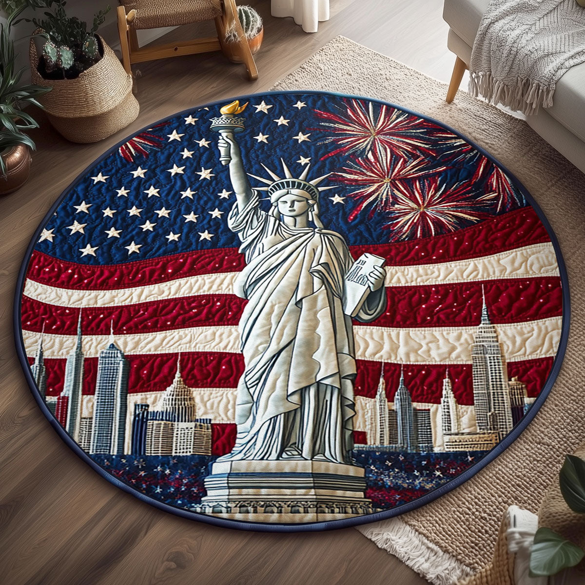 Stars Of Liberty WJ1106047CL Quilted Round Mat