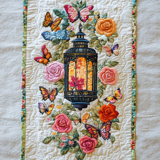 Romantic Butterfly Lantern WP0605022CL Quilted Table Runner