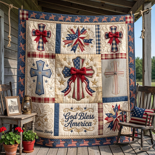 God Bless America Cross WN0506007CL Quilt