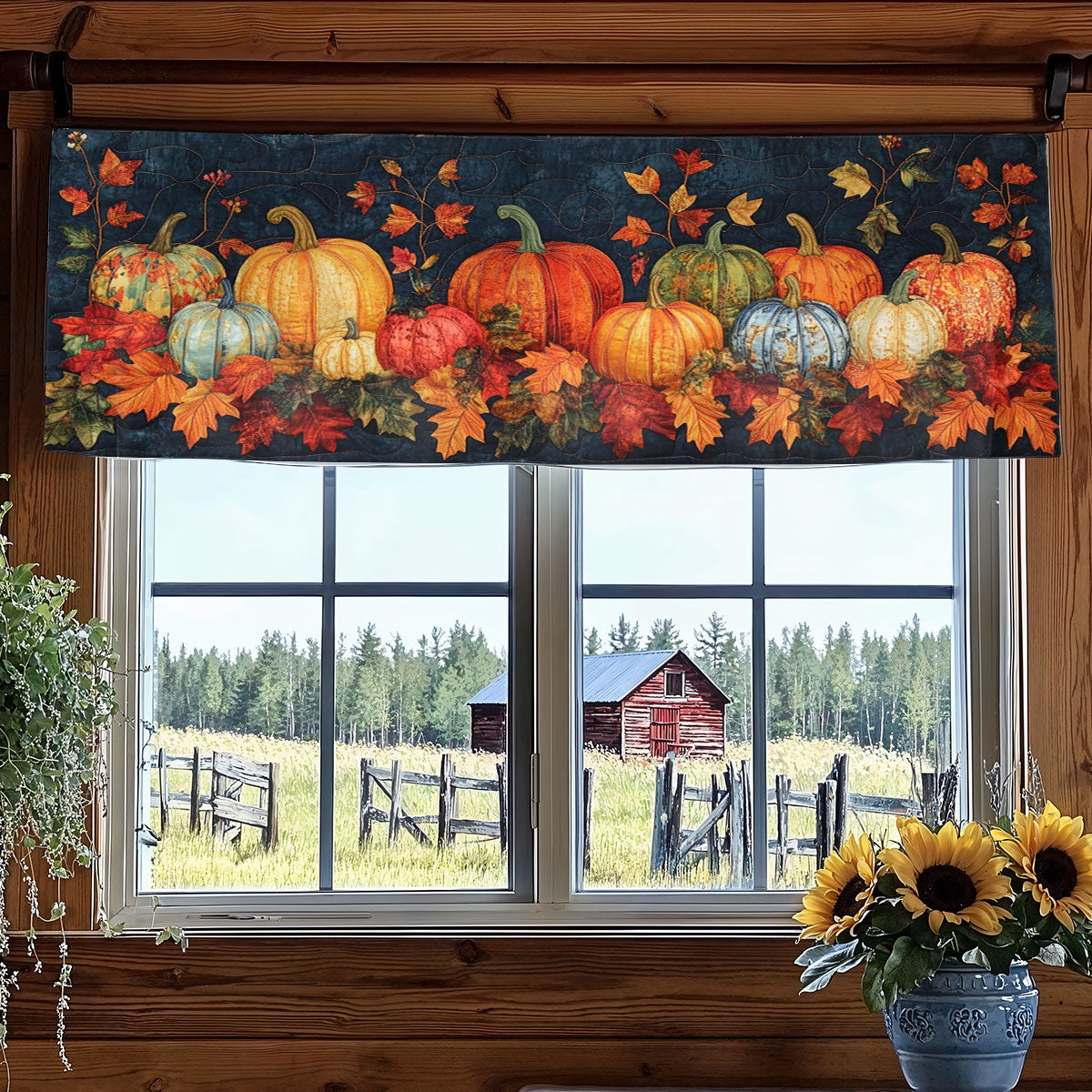 Pumpkin Forest WN2307060CL Quilted Valance