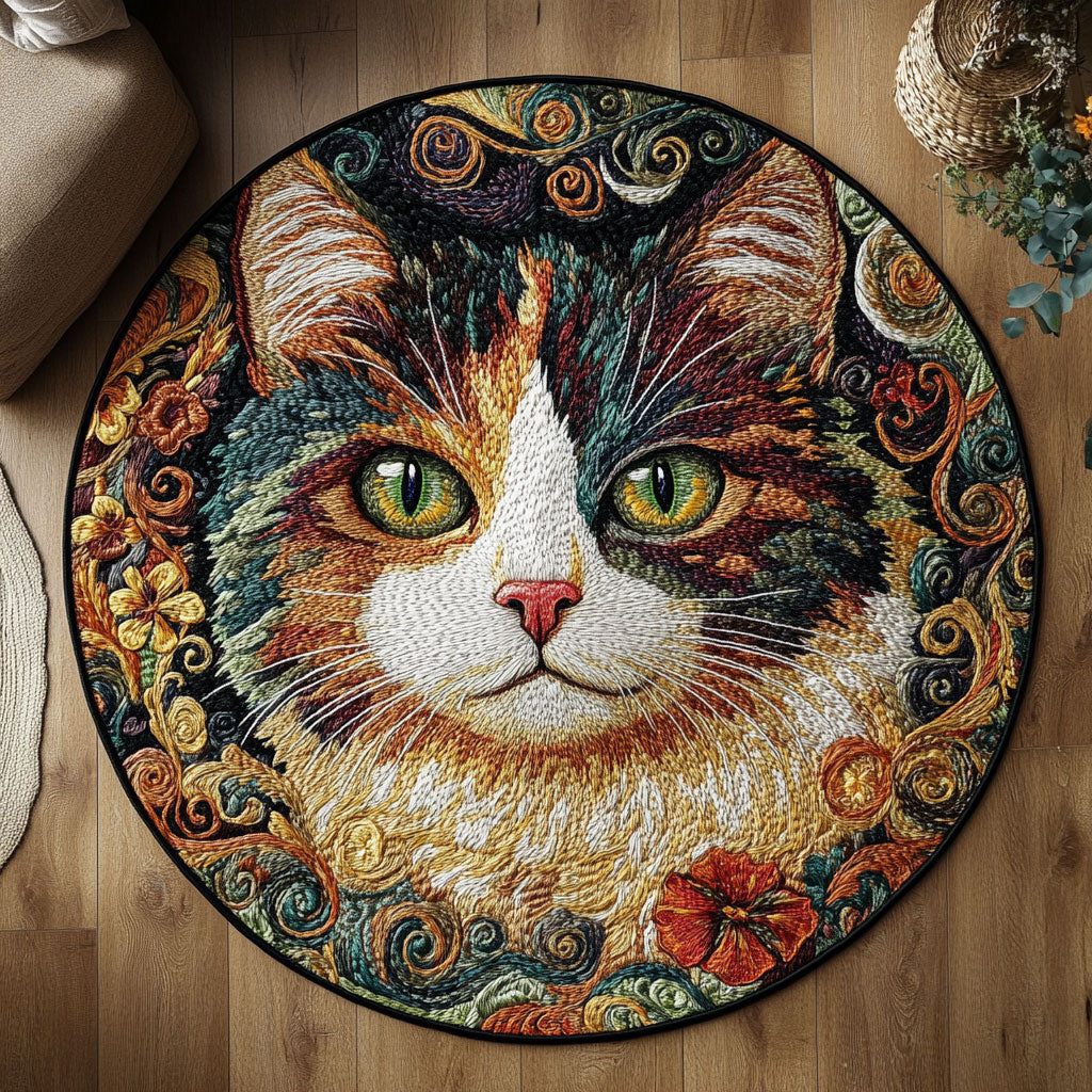 Cat Of Colorstorms WN1806029CL Quilted Round Mat