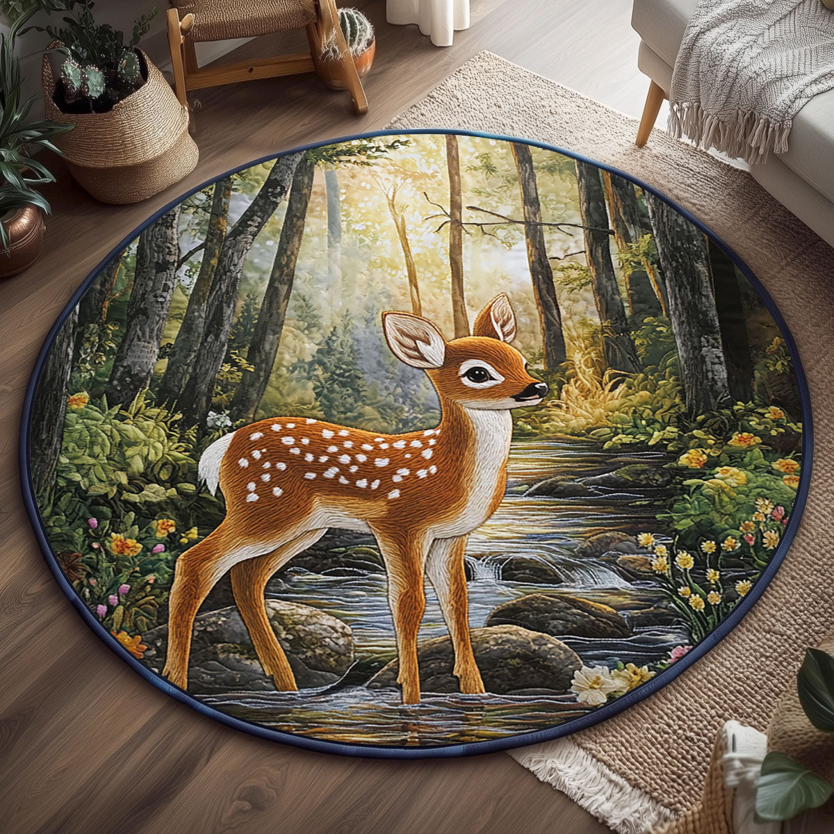 Lone Fawn WJ0407044CL Quilted Round Mat