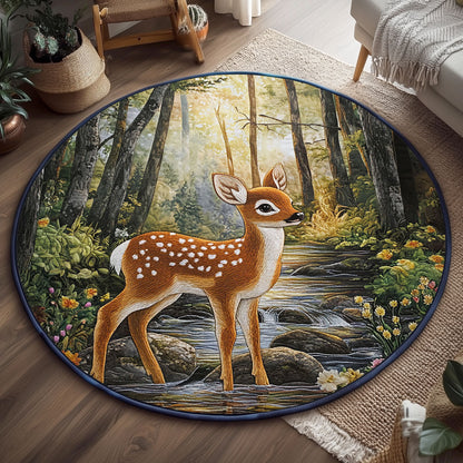 Lone Fawn WJ0407044CL Quilted Round Mat