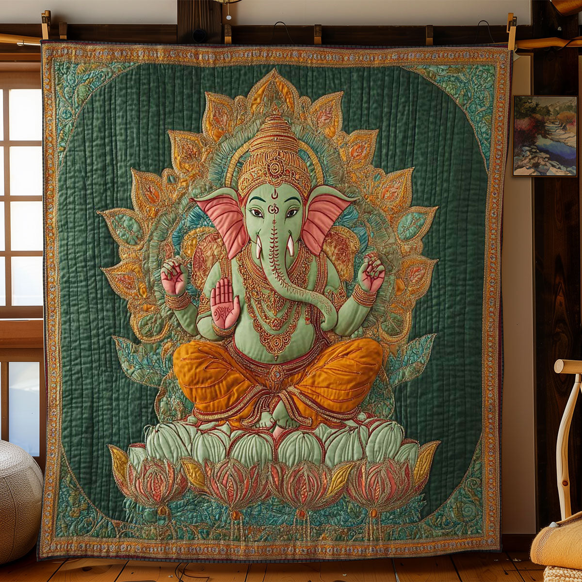 Hinduism Ganesha Spiritual WN0503044CL Quilt