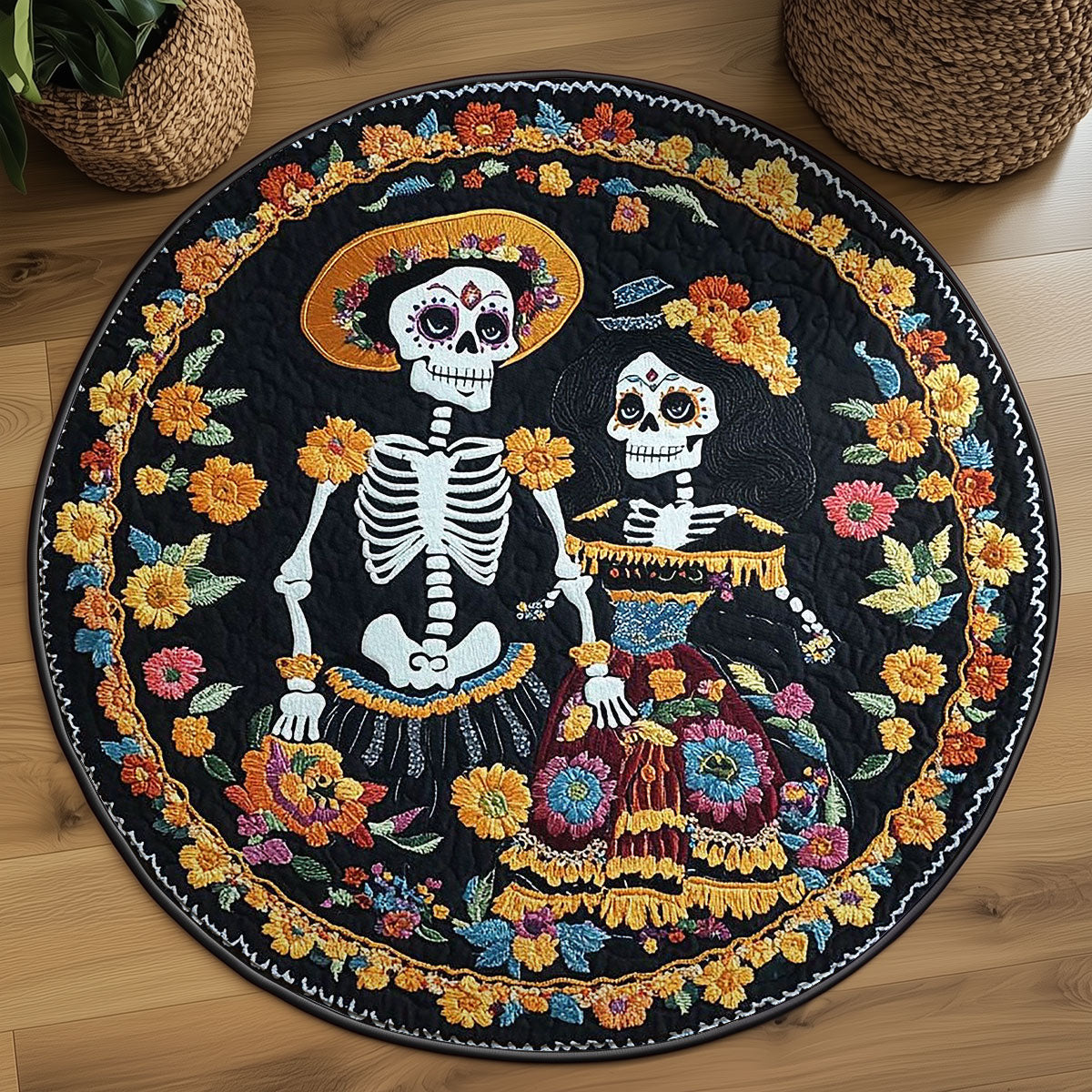 Gothic Skeleton WN0805067CL Quilted Round Mat