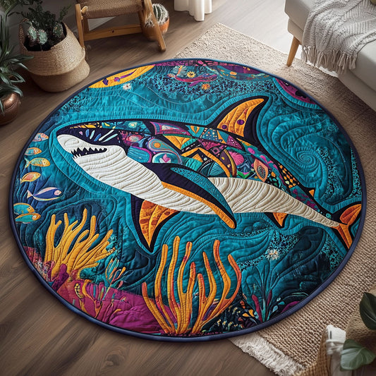 Whimsical Shark WJ1405021CL Quilted Round Mat
