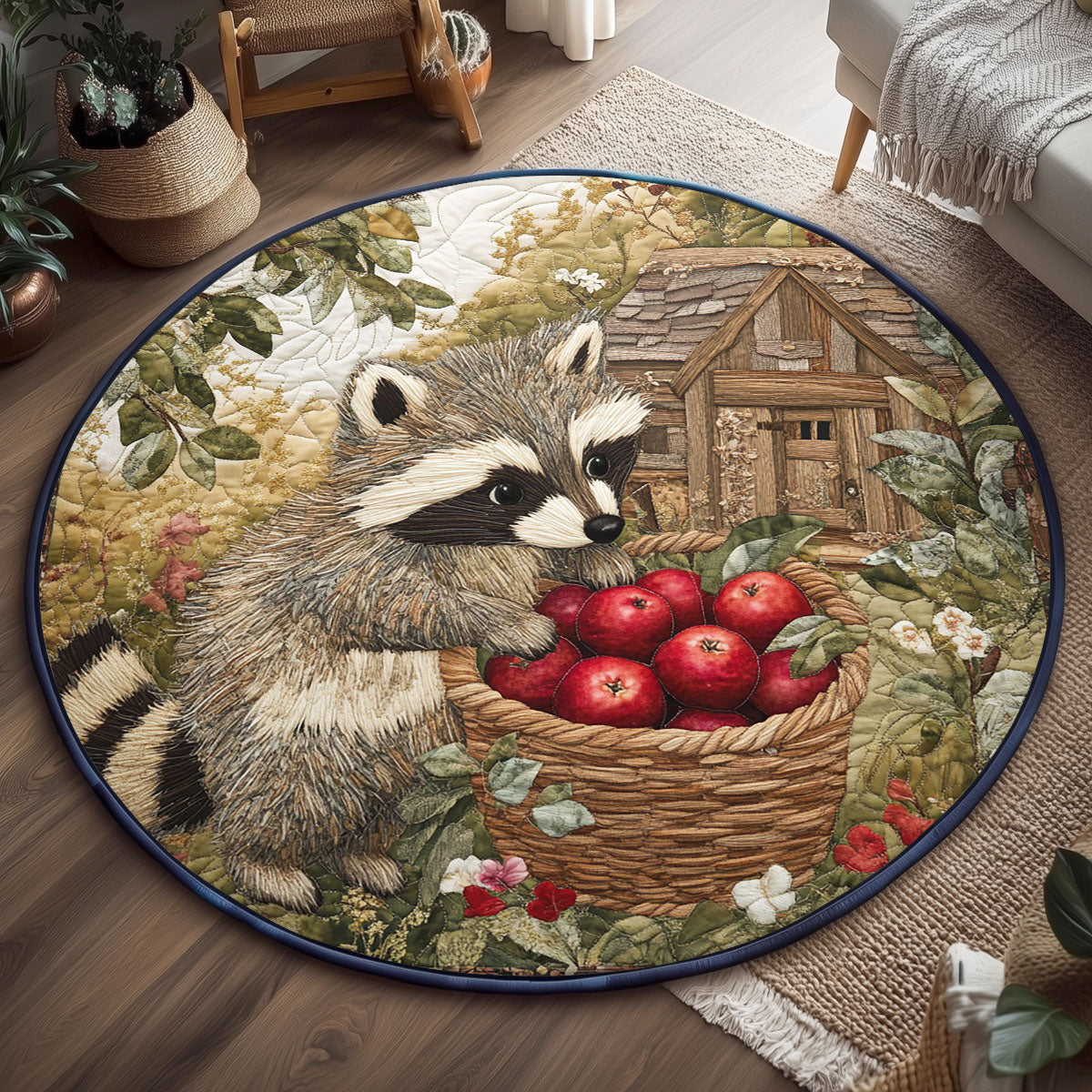 Red Apple Mischief WJ1306046CL Quilted Round Mat