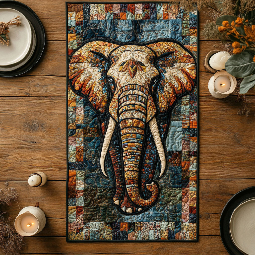 Cozy Elephant CW1201071CL Quilted Table Runner