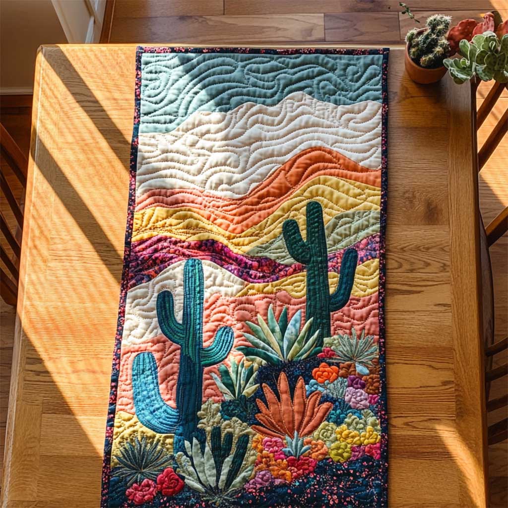 Desert Cactus Charm WN2503064CL Quilted Table Runner