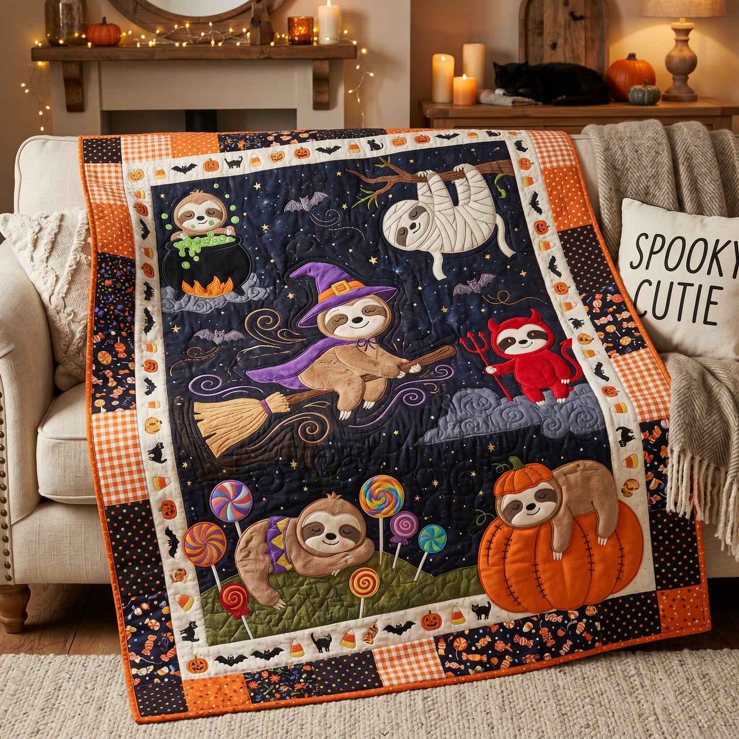 Cute Halloween Sloths XR1405016CL Quilt