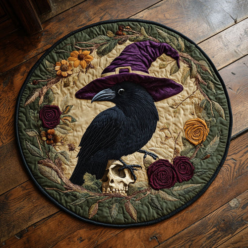 Skull & Petals Omen CP1007044CL Quilted Round Mat