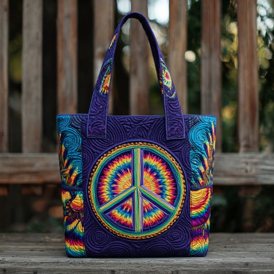 Tie-dye Peace Sign XR0212011CL Quilted Tote Bag
