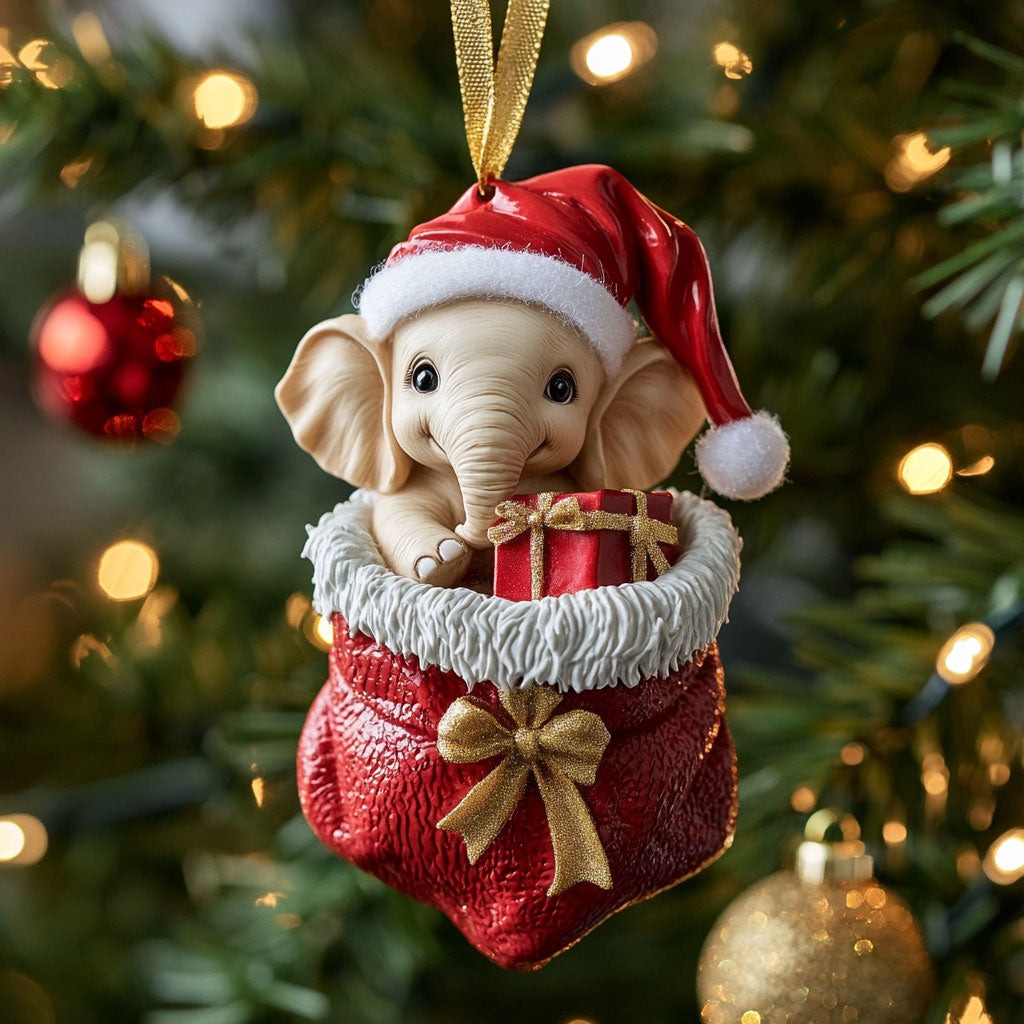 Santa Elephant CP0412040CL Christmas Ornament