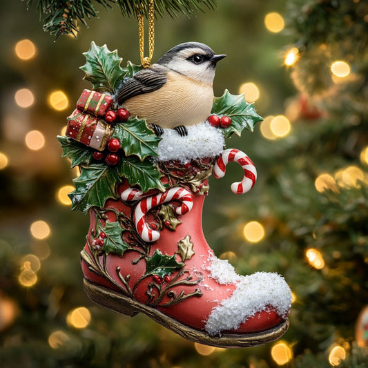 Candy Cane Chickadee WN2210005CL Christmas Ornament