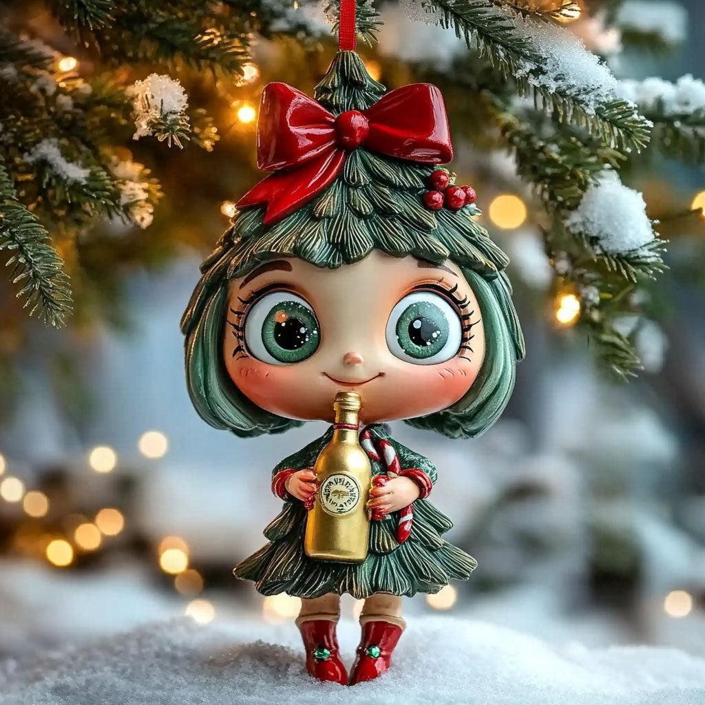 Holiday Bottle Girl WN0912018CL Christmas Ornament