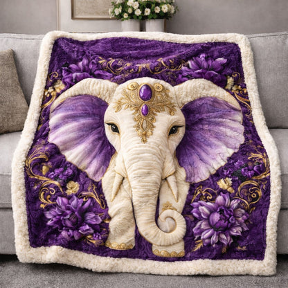 Royal Amethyst Elephant KL3001002CL Faux Fur Throw Blanket
