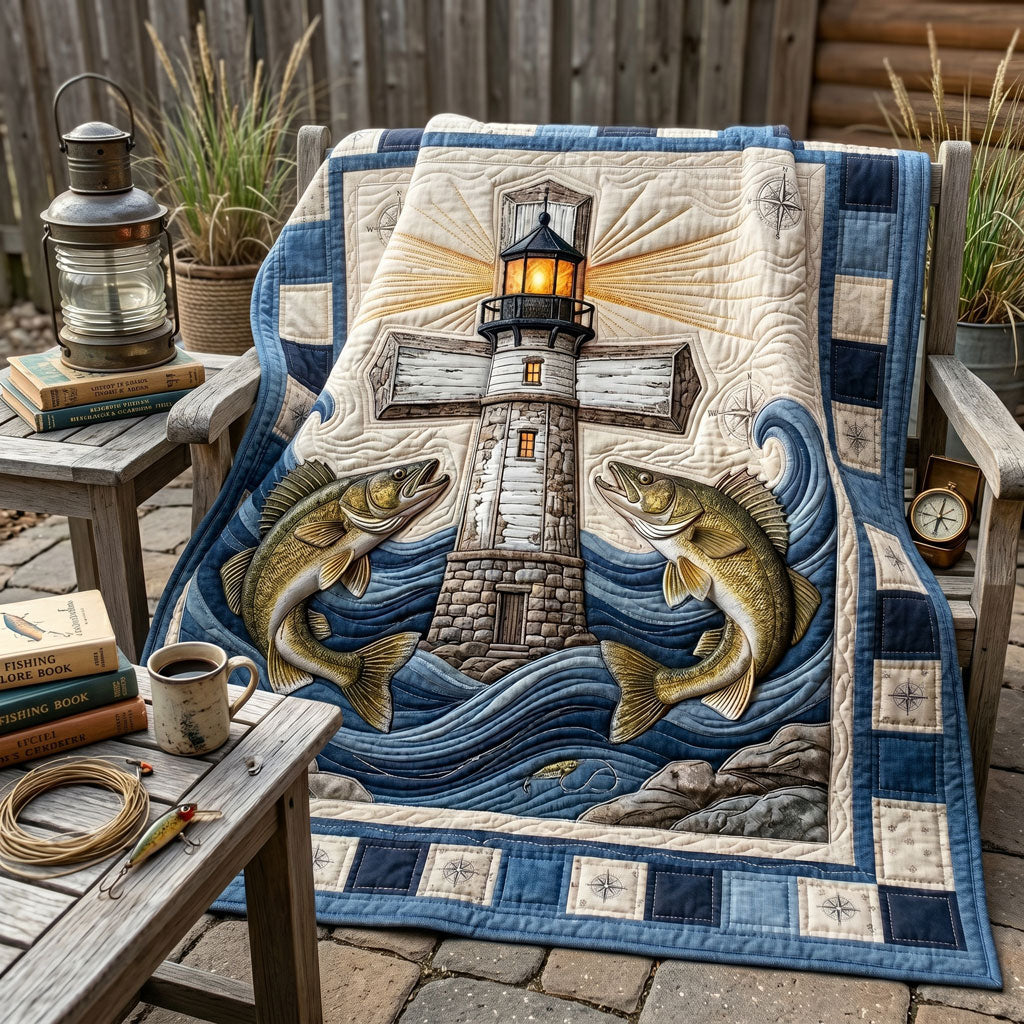 Lighthouse Cross And Walleye Faith WN1606009CL Quilt