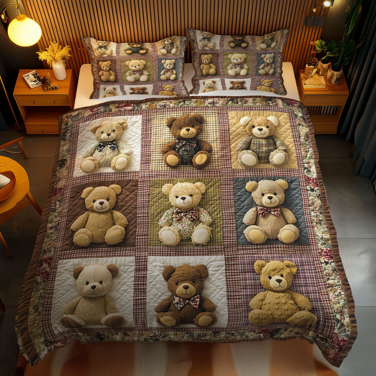 Plaid Teddy Bear WN1003108CL Duvet Cover Set