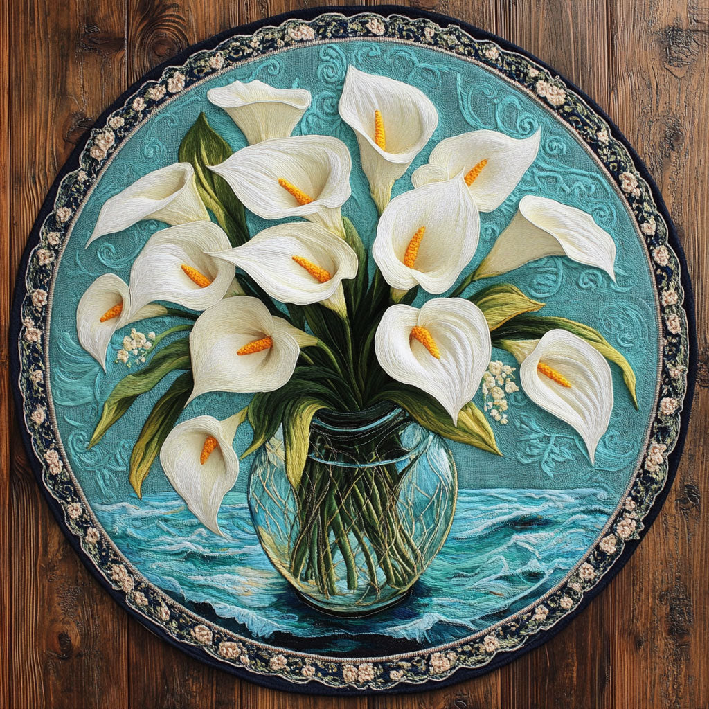 Calla Lily Ocean Rest WN1806010CL Quilted Round Mat