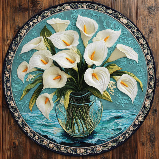 Calla Lily Ocean Rest WN1806010CL Quilted Round Mat