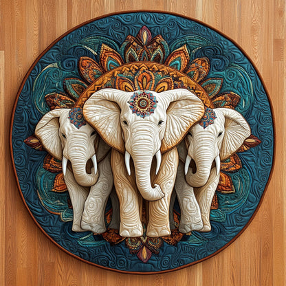 Mandala of Elephant KL3112004CL Quilted Round Mat