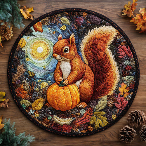 Golden Squirrel Harvest WN2605052CL Quilted Round Mat