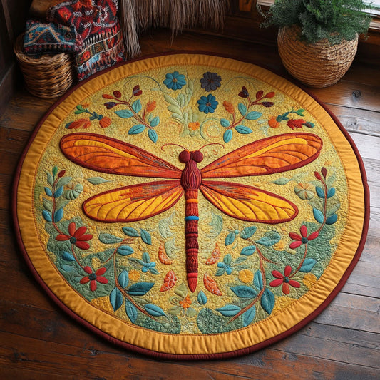 Folk Art Dragonfly WJ0407040CL Quilted Round Mat