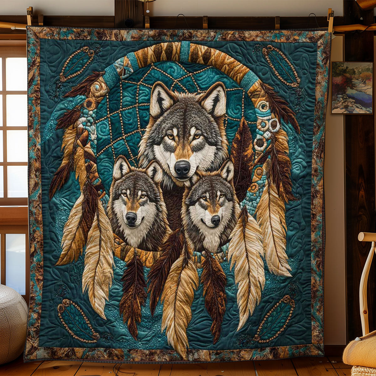 Guiding Wolf Spirits WN2401024CL Quilt