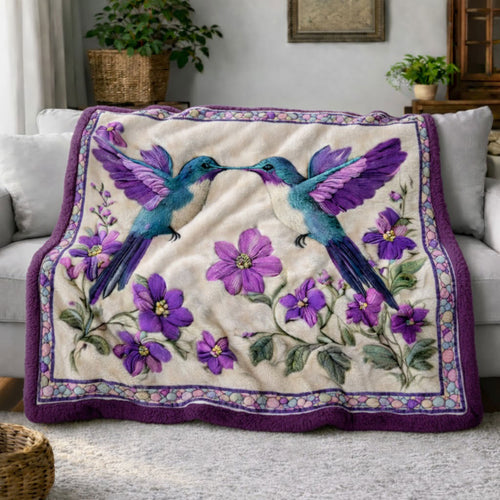 Violet Hummingbirds CP2801003CL Faux Fur Throw Blanket