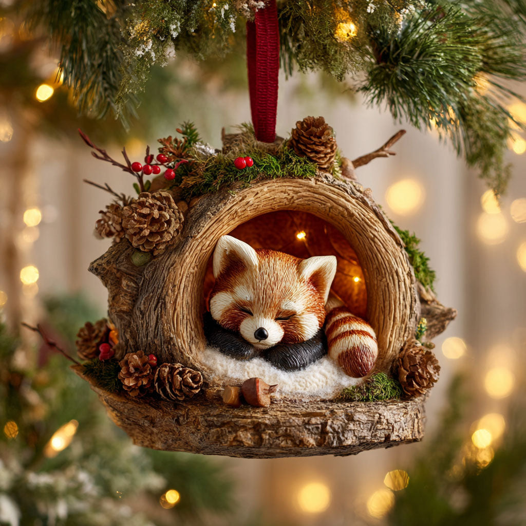 Sleeping Red Panda CW0312021CL Christmas Ornament