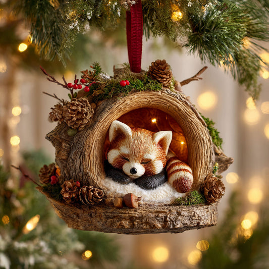 Sleeping Red Panda CW0312021CL Christmas Ornament