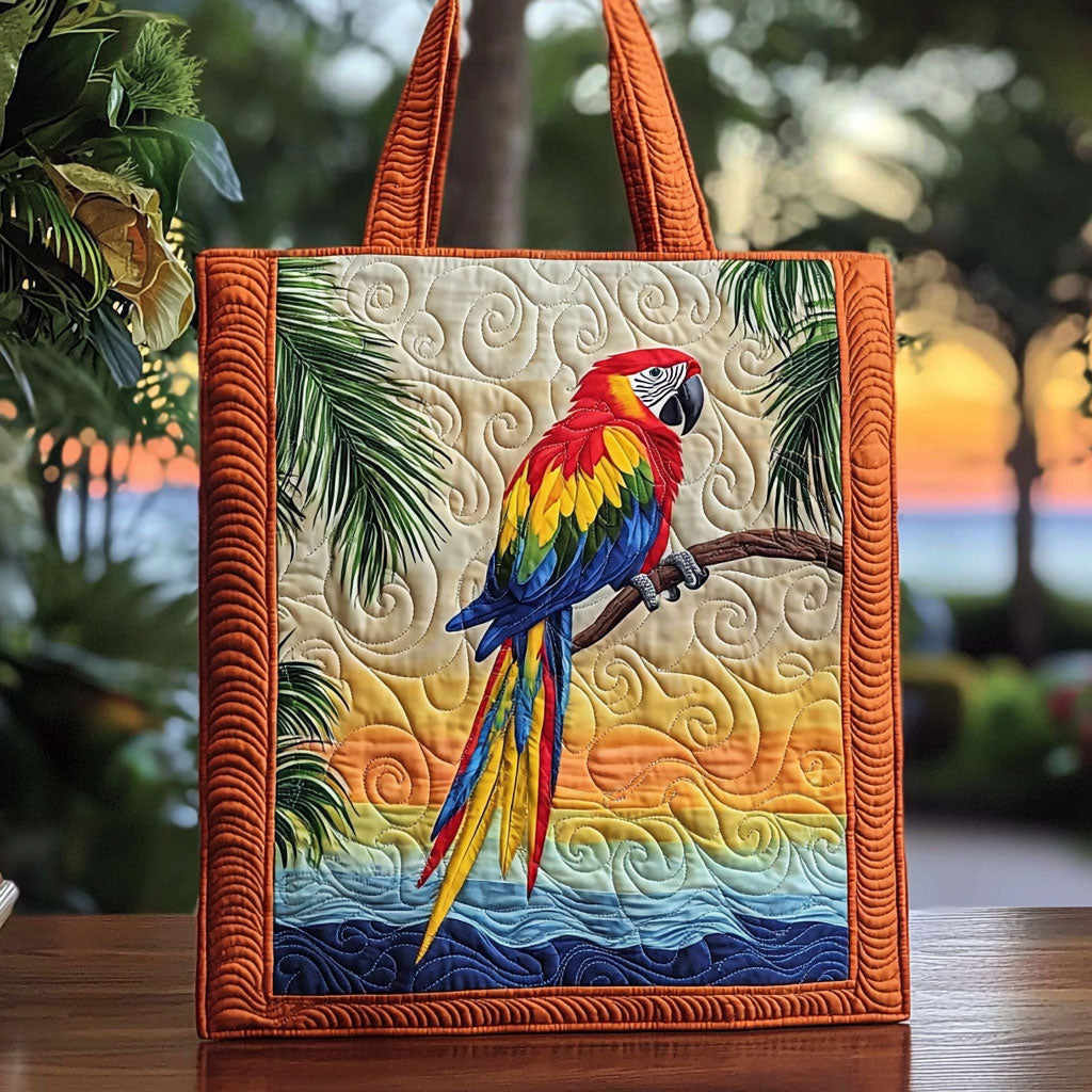 Tropical Scarlet Macaw Parrot QA0512021CL Quilted Tote Bag