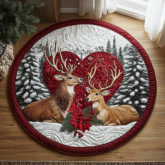 Deer Couple QA0912007CL Quilted Round Mat