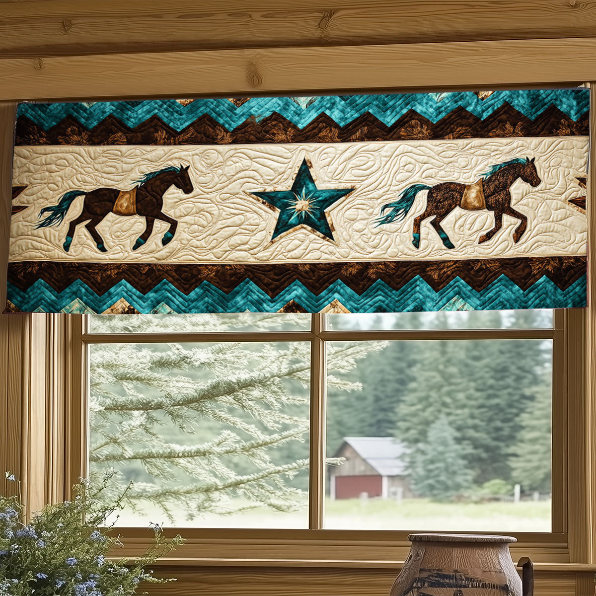 Cowboy Horse WJ3103038CL Quilted Valance