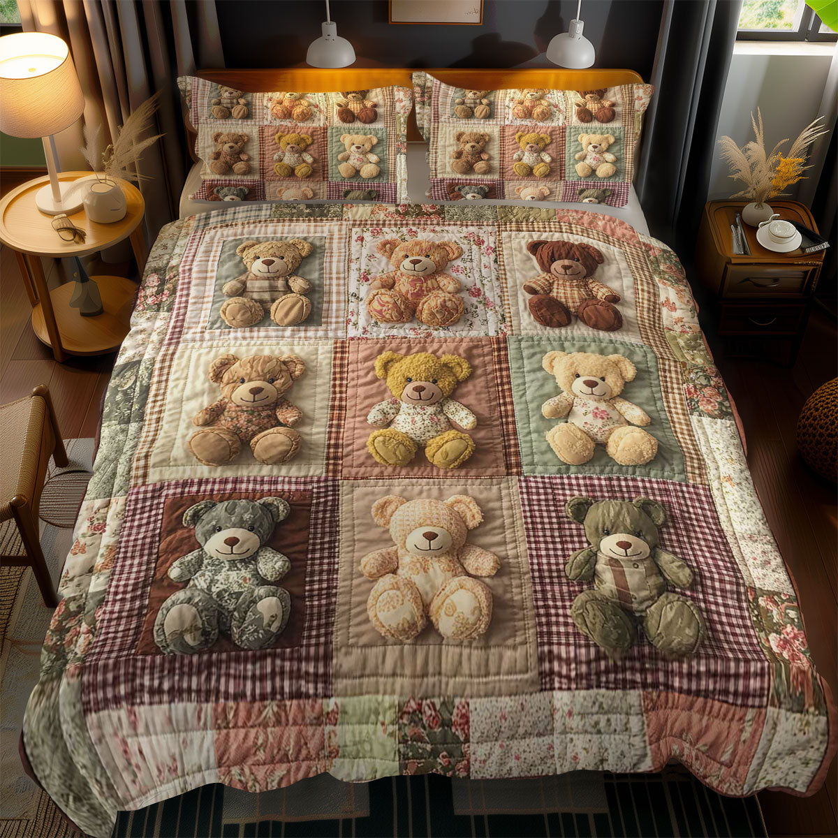 Cottage Teddy Bear WN1003081CL Duvet Cover Set