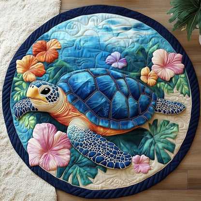 Sea Turtle & Hibiscus Paradise KL0212007CL Quilted Round Mat