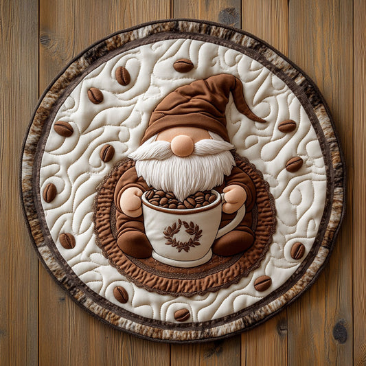 Cuppa with A Gnome WN0807018CL Quilted Round Mat