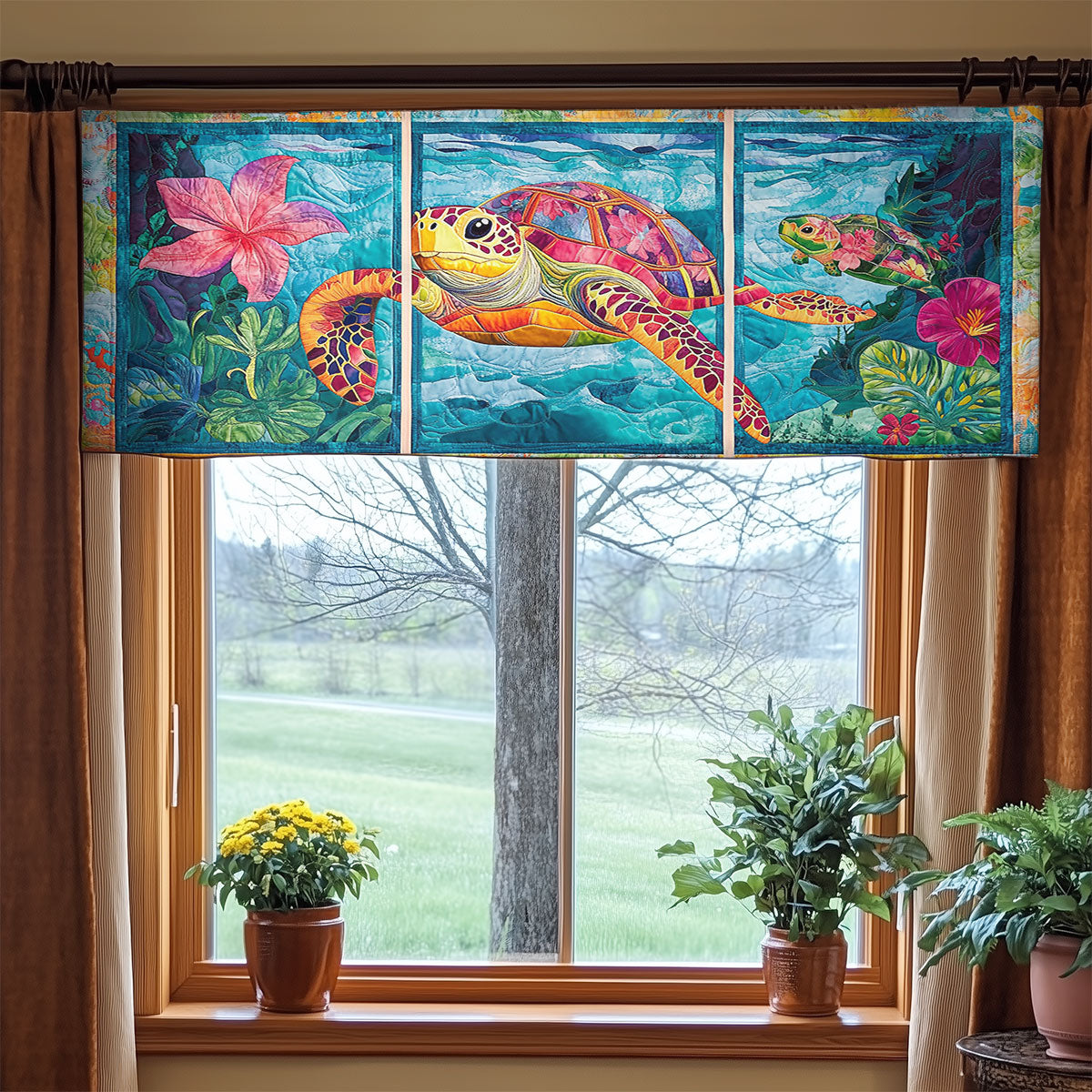 Aloha Turtle WN2406001CL Quilted Valance