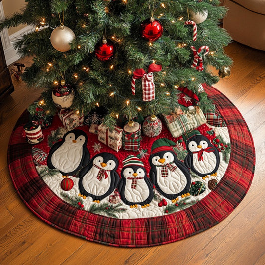 Cute Christmas Penguins XR1310010CL Quilted Christmas Tree Skirt