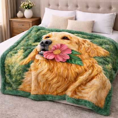 Golden Bloom Pup KL2801002CL Faux Fur Throw Blanket