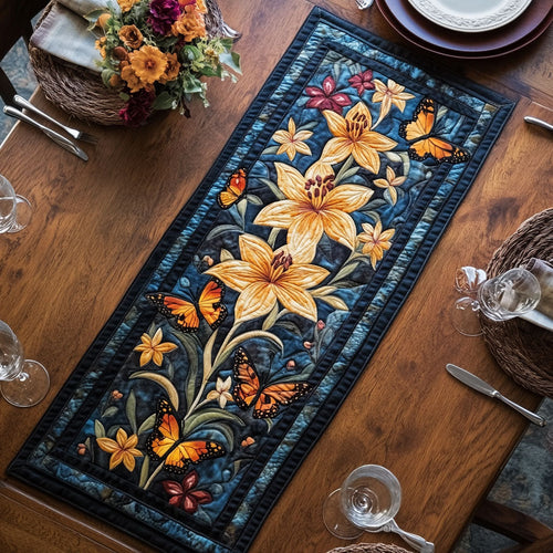 Golden Bloom Flight CP1306016CL Quilted Table Runner